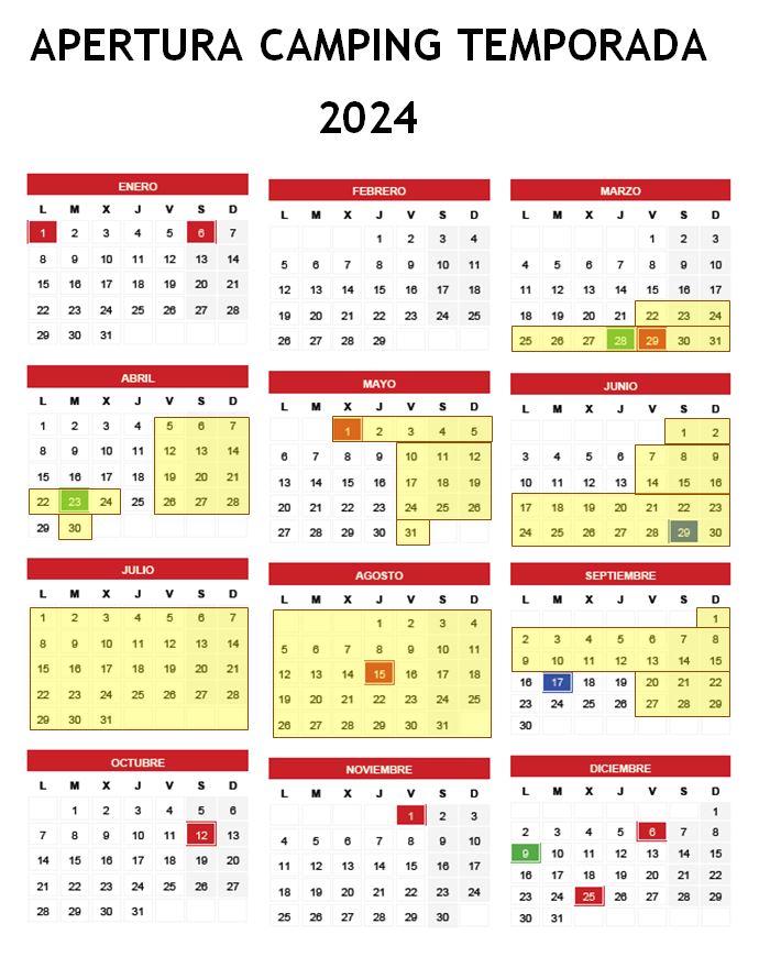 calendario apertura camping 2024